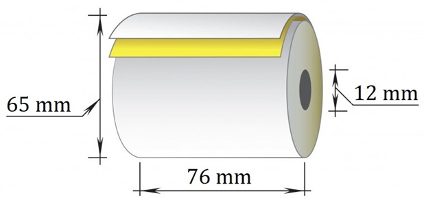 Dvisluoksnė kasos juosta Off/SC, 76x20m/12mm (maks. diam 65mm)
