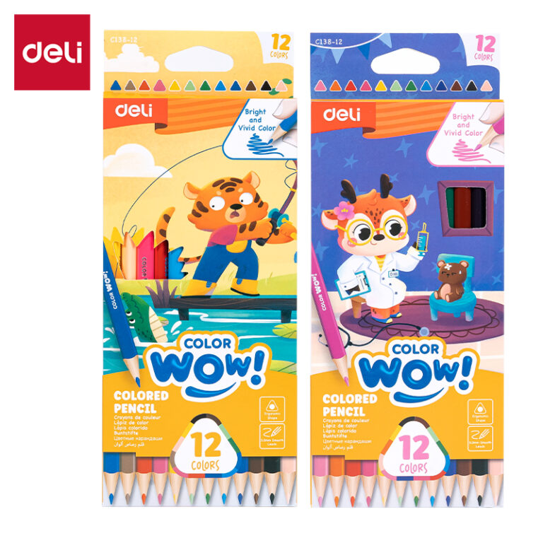 Spalvoti pieštukai DELI ColorWow tribriauniai, 12 spalvų