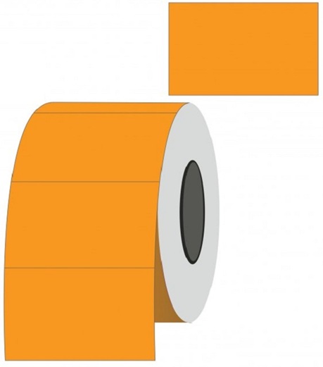 Kainų etiketės 26x16mm, stačiakampės, 1000vnt, oranžinės spalvos