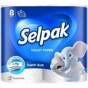 Tualetinis popierius SELPAK, 3 sluoksniai, 18,6 metrai, 150 lapelių, 8 vnt.