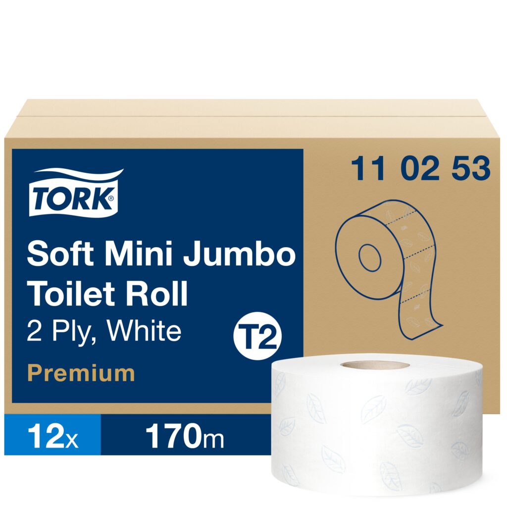 Tualetinis popierius Tork Premium Soft Jumbo Mini T2 (110253), baltos spalvos, 2 sluoksniai, 170 m, 1214 lapelių