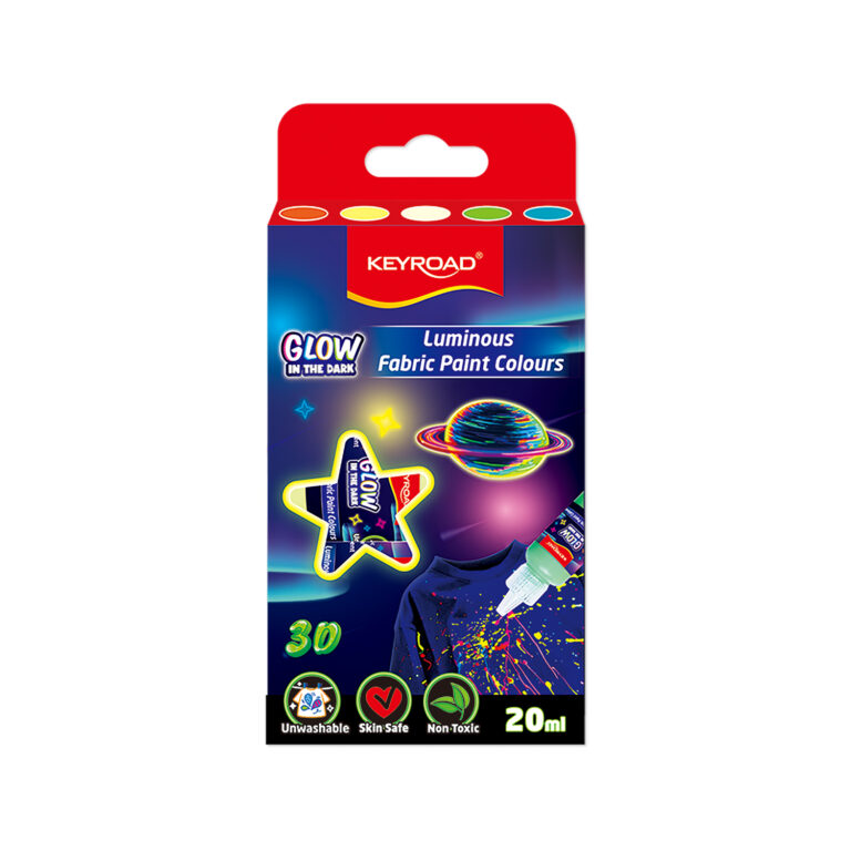 Tekstilės dažai Keyroad 5 spalvų 20ml, šviečiantys tamsoje
