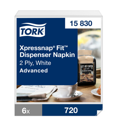 Servetėlės Tork Xpressnap Fit, N14 (15830), 2 sluoksnių, baltos spalvos, 6 pak