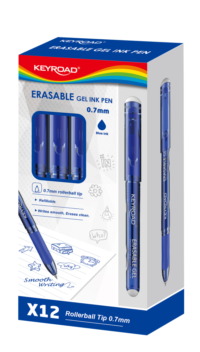 Gelinis rašiklis Keyroad 0.7mm, ištrinamas, mėlynos spalvos