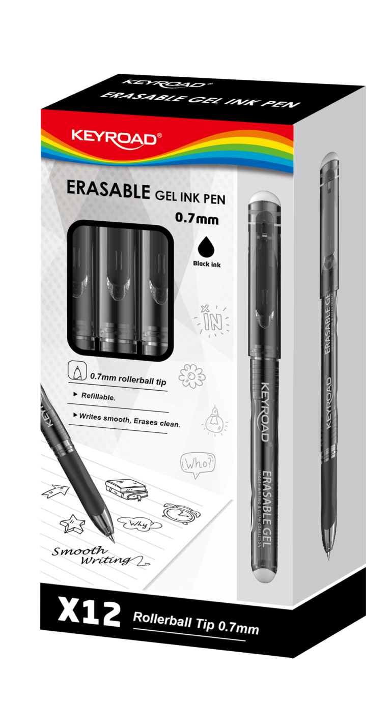 Gelinis rašiklis Keyroad, 0.7mm ištrinamas, juodos spalvos