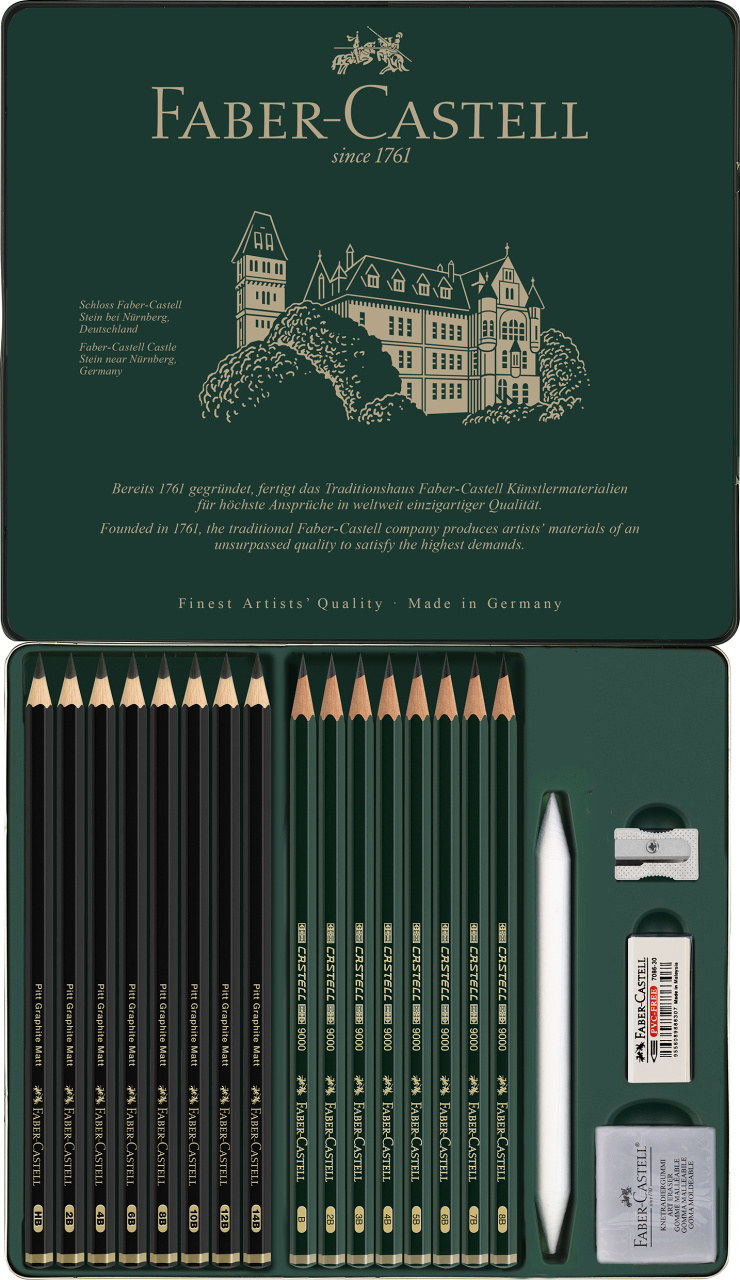 115224_Pitt Graphite Matt & Castell 9000, tin of 20