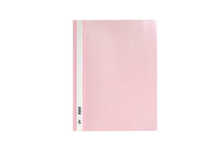 Plastikinis segtuvėlis College, A4, skaidriu viršeliu, su įsegėle, rožinės spalvos