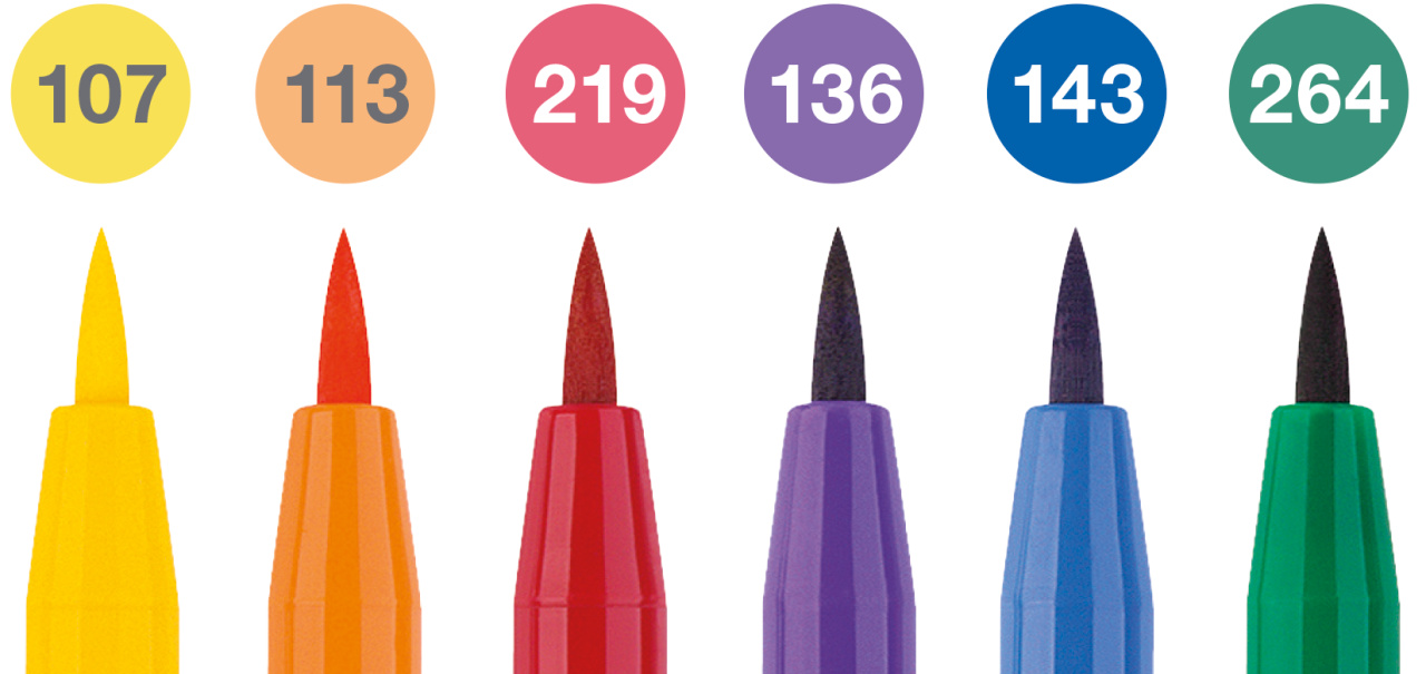 167174_Pitt Artist Pen Brush India ink pen, wallet of 6, Col. wheel