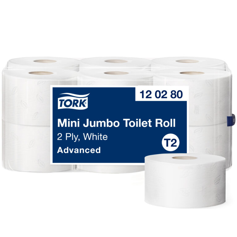 Tualetinis popierius Tork Advanced Jumbo Mini T2, 120280, 2 sluoksniai, 170m, 850 lapelių, baltos spalvos, 1vnt