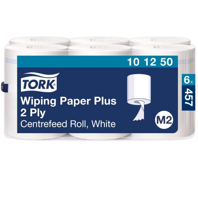 Popieriniai rankšluosčiai Tork Wiper Plus Advanced Centerfeed M2 (101250), 2 sluoksniai, baltos spalvos, 160 m, 457 lapeliai