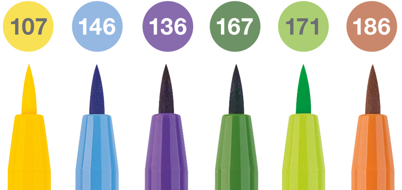 167178_Pitt Artist Pen Brush India ink pen, wallet of 6 Summer vibe