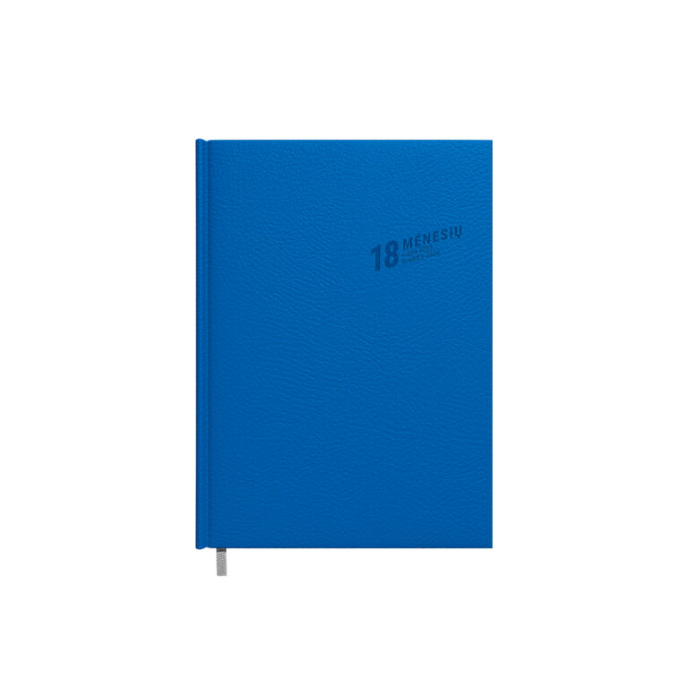 Darbo kalendorius Timer 18 Mėnesių, A5, minkštas PU viršelis, mėlynos spalvos