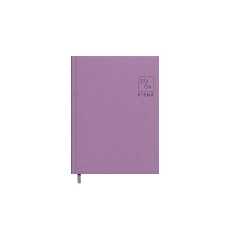 Darbo kalendorius Timer Diena 2025/2026, 140×190, minkštas PU viršelis, levandų spalvos