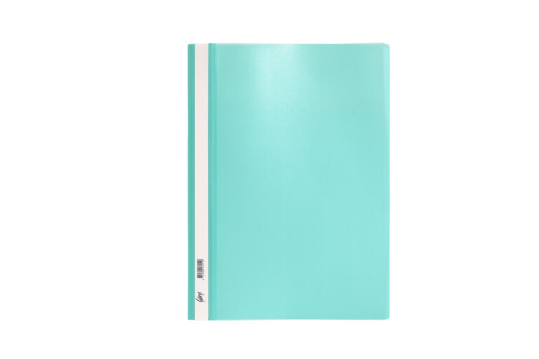 Plastikinis segtuvėlis College, A4, skaidriu viršeliu, su įsegėle, turkio spalvos