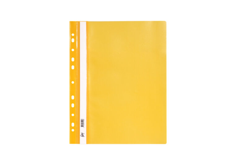 Plastikinis segtuvėlis College, A4, su universalia perforacija, geltonos spalvos