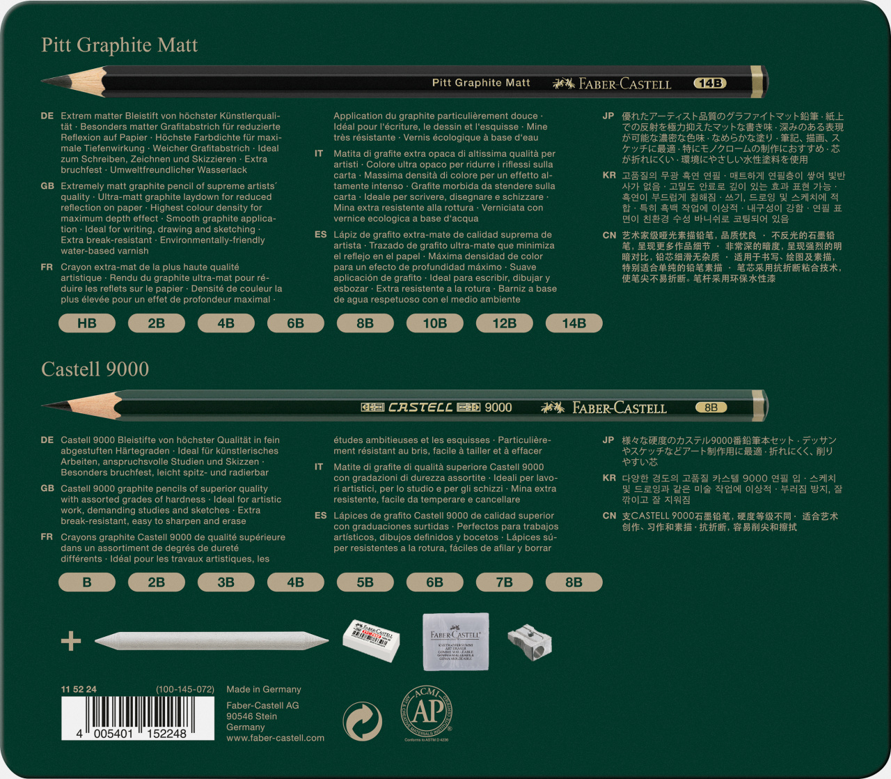 115224_Pitt Graphite Matt & Castell 9000, tin of 20