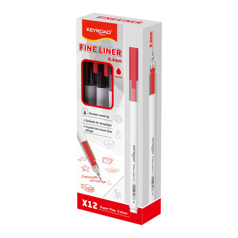 Gelinis rašiklis Keyroad FineLine 0.4mm, raudonos spalvos