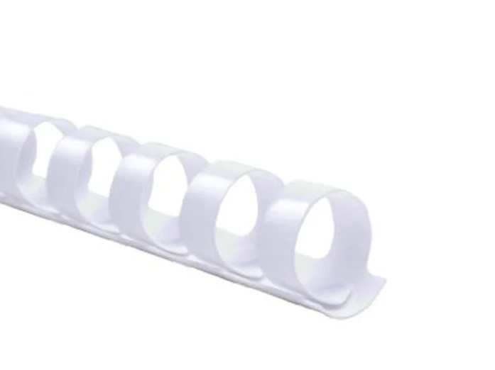 Plastikinės įrišimo spiralės, 19mm, 100vnt. baltos spalvos