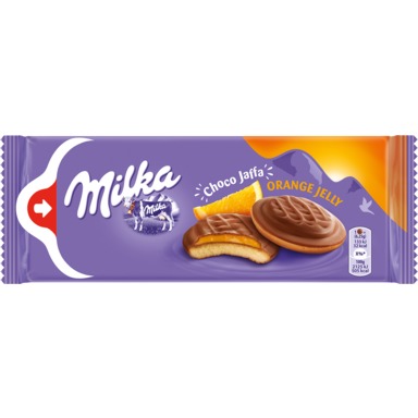 Sausainiai MILKA Jaffa, su apelsinų skonio įdaru, 147 g