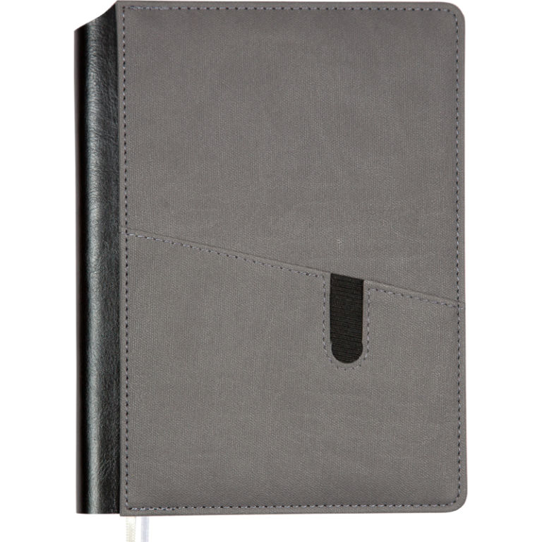 Kalendorius-užrašų knygutė Brighton 2026,A5 diena per puslapį, kietu viršeliu, pilkos spalvos