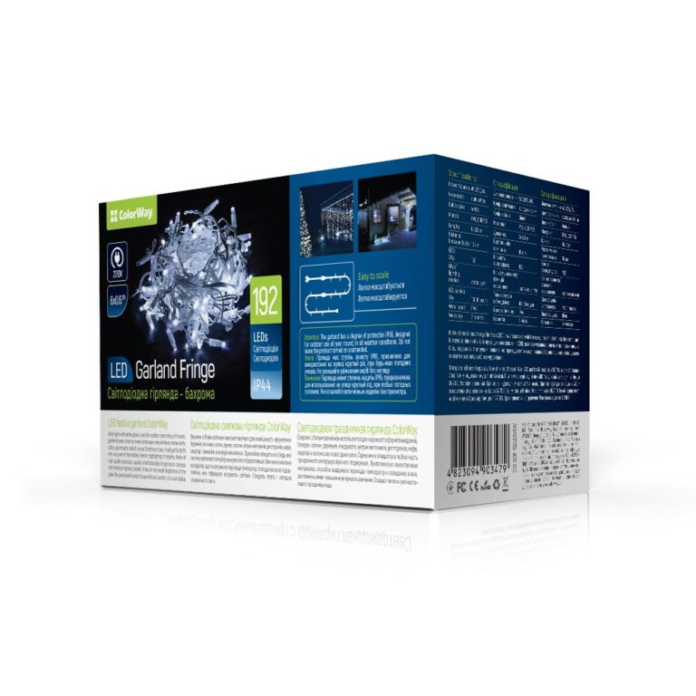 LED lauko šviestuvas „ColorWay Fringe“ 6 m x 0,6 m, 192 LED (IP44), šalta šviesa (CW-GOF-192L66VCW)