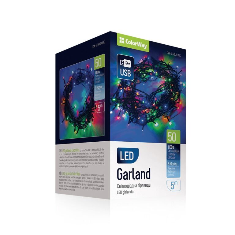 LED girlianda „ColorWay LED 50“ 5 m (8 funkcijos) įvairiaspalvė USB