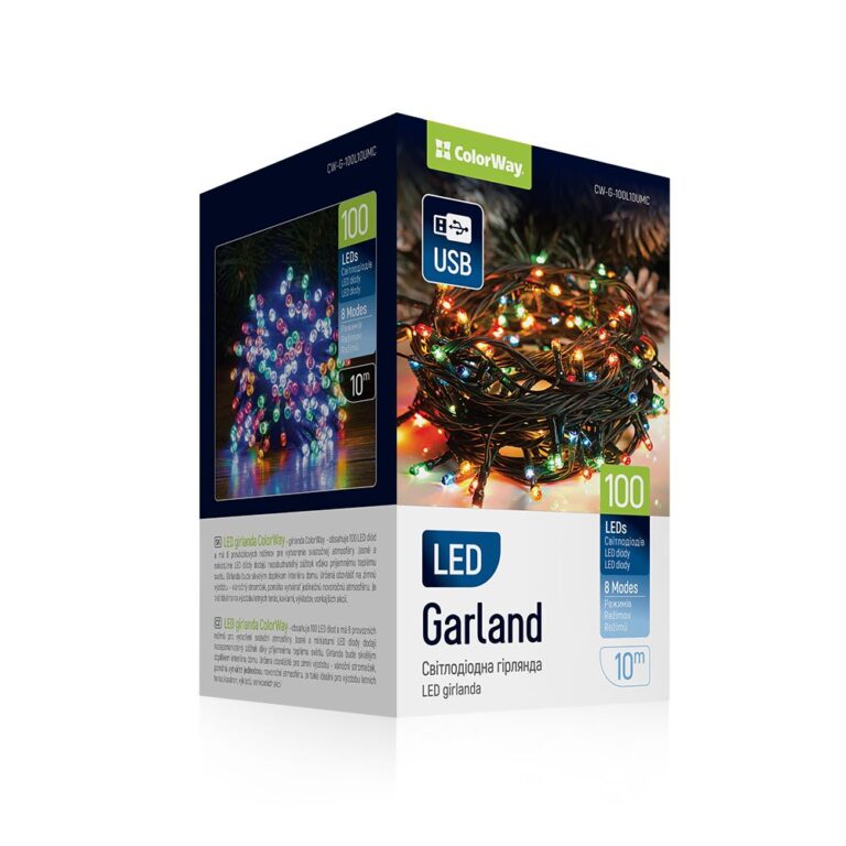 LED šviesos girlianda „ColorWay LED 100“ 10 m (8 funkcijos) įvairiaspalvė USB