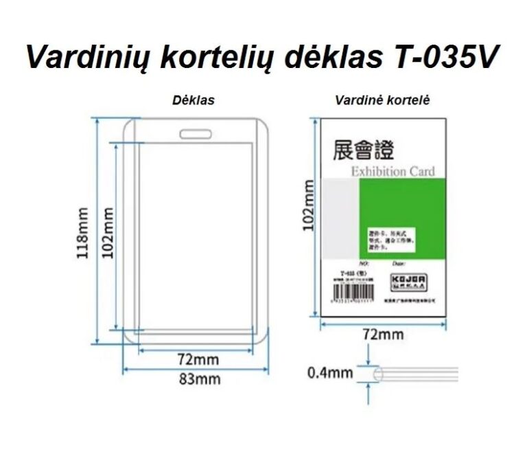 Dėklas vardinei kortelei 4035V, 74×105 mm, dvipusis, vertikalus, skaidrus
