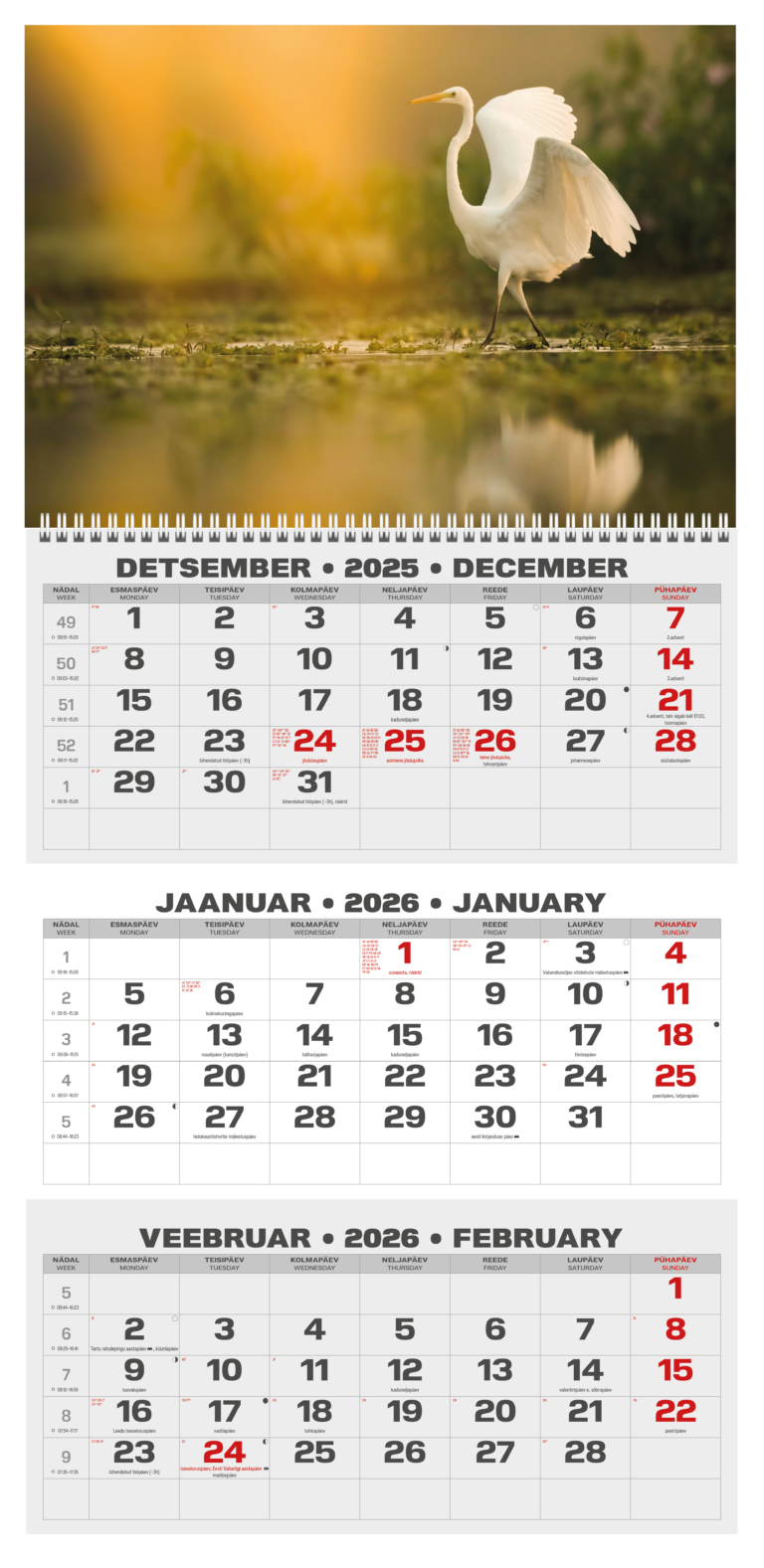 Pakabinamas kalendorius College TRIO lietuvių  kalba, 2026 m., nr.4