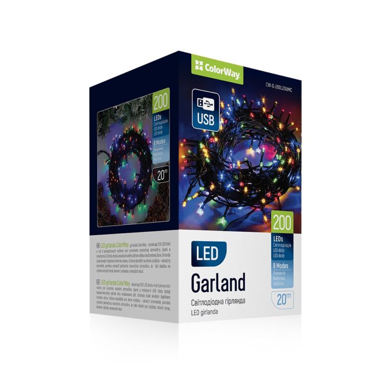 LED girlianda „ColorWay LED 200“ 20 m (8 funkcijos) įvairiaspalvė, USB