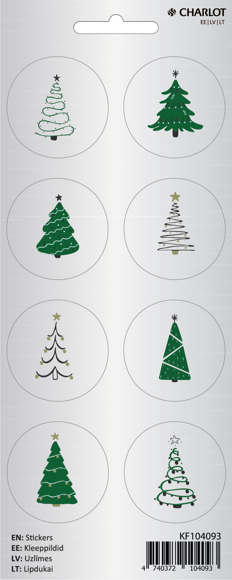 Kleebisetiketid Charlot Jõulukuused Hõbe (Jõul)