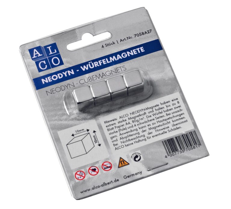 Magnetas ALCO 7038A itin stiprus 10 mm, sidabrinis 4 vnt.