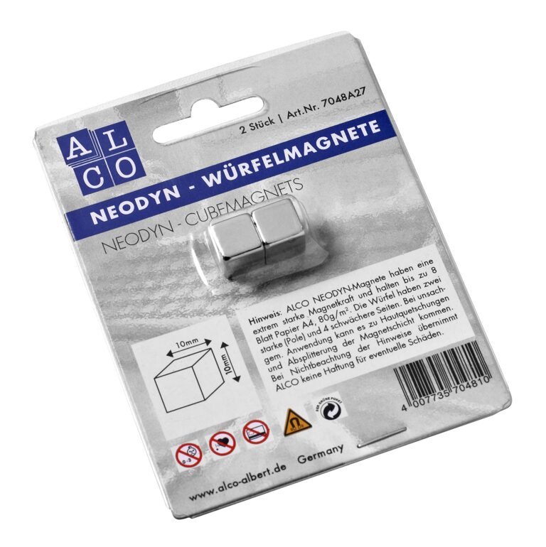 Magnetas ALCO 7048A itin stiprus kupolinis 10 mm, sidabrinis 2 vnt.