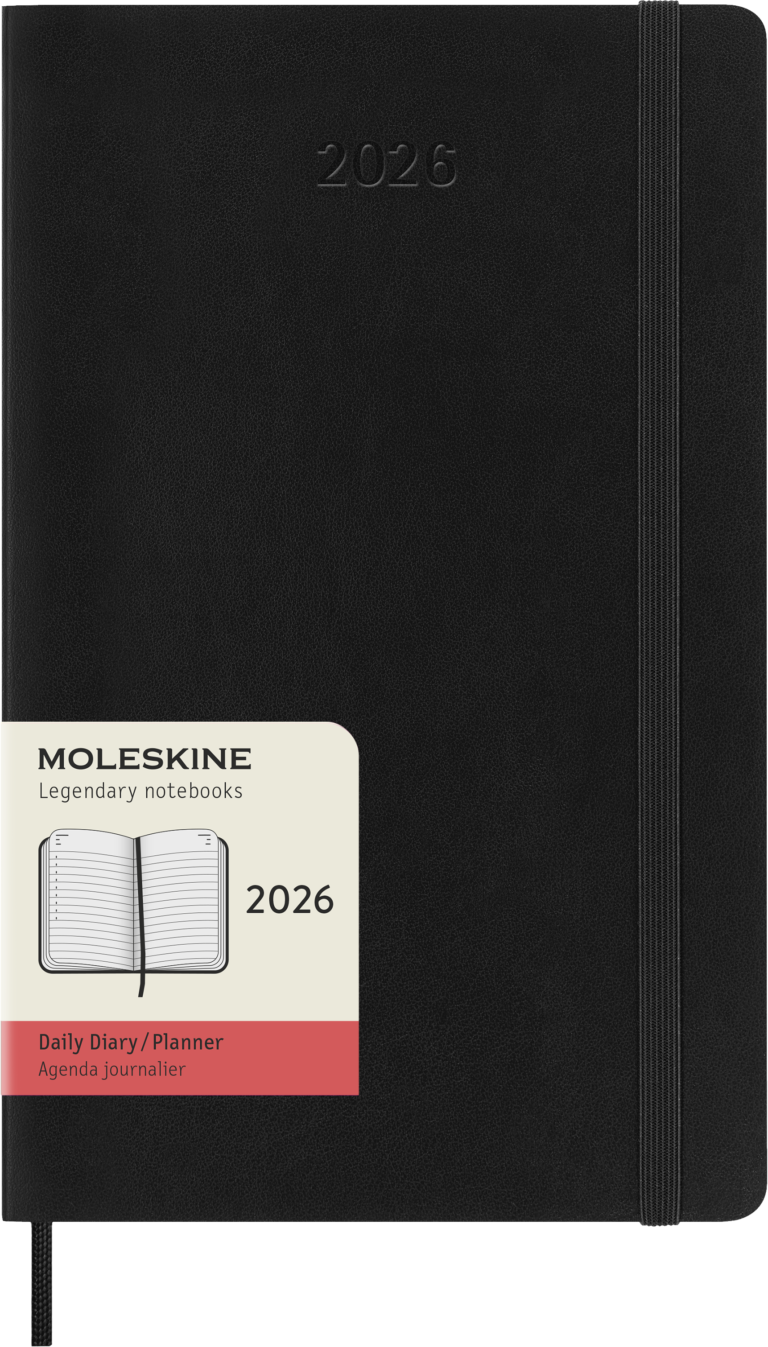 Kalendorius-užrašų knygutė Moleskine 2026 13x21cm, diena, minkštas viršelis, juodos spalvos
