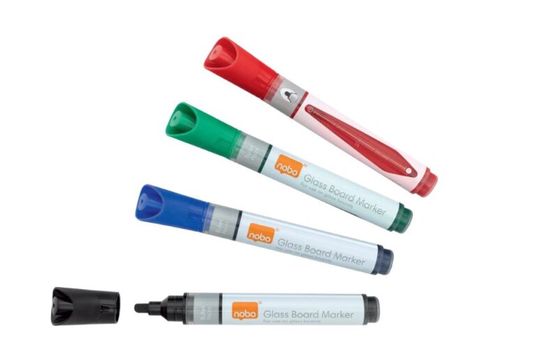Žymeklių stiklinei lentai rinkinys Nobo 1905324, apvaliu galiuku, 1-3mm, 4 spalvos