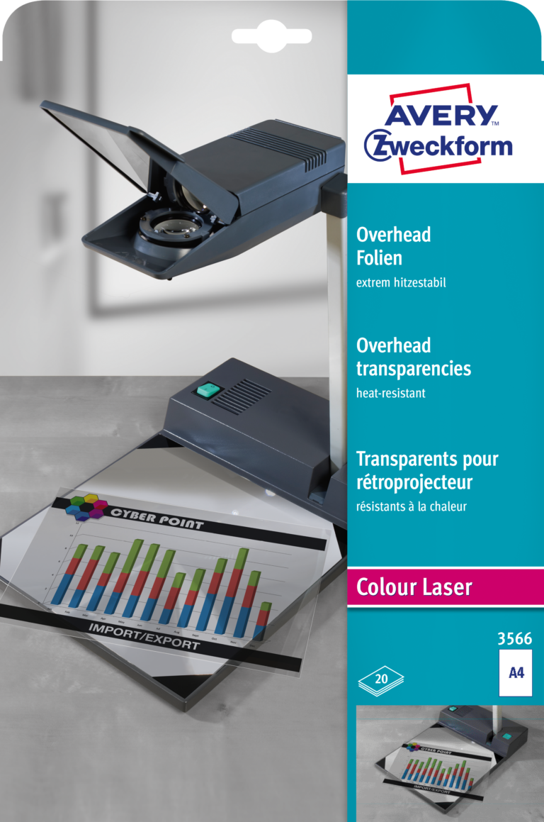 Plėvelė projektoriams Avery, A4, lazeriniams spausdintuvams, 20 lapų
