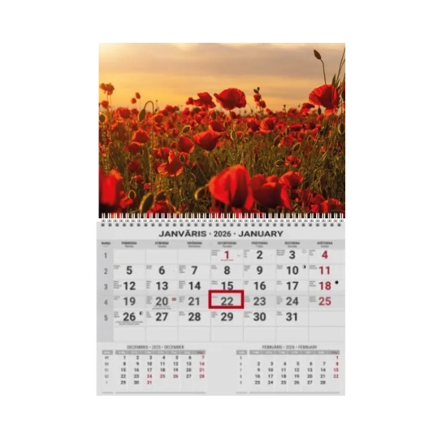 Pakabinamas kalendorius College UNO, lietuvių kalba, 2026 m., nr.5