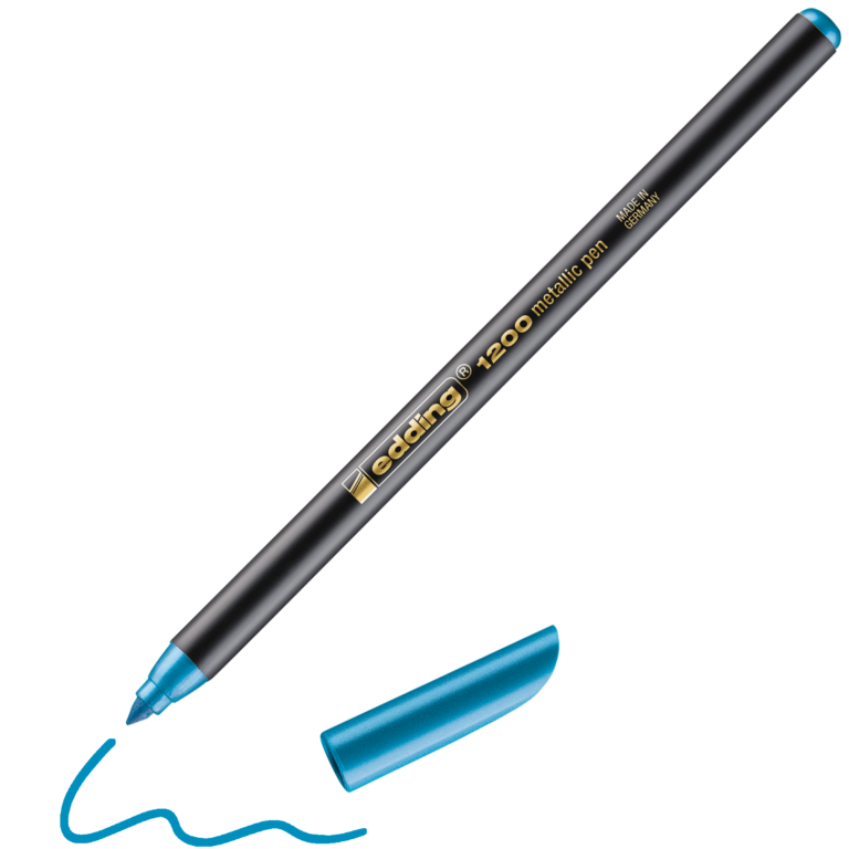 Flomasteris Edding 1200, apvaliu galiuku, 1-3mm, metalikos mėlynos spalvos