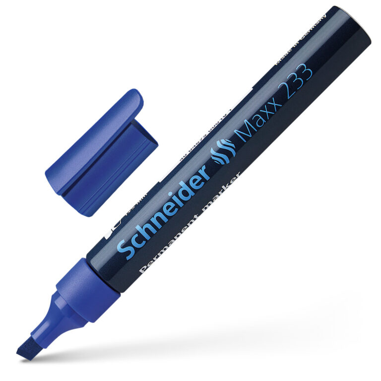 Permanentinis žymeklis Schneider 233, 1-5mm, kirstu galiuku, mėlynos spalvos
