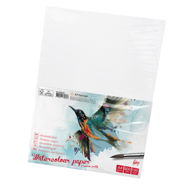 Akvarelinis popierius College, A4, 200g, neklijuoti lapai, 100 lapų
