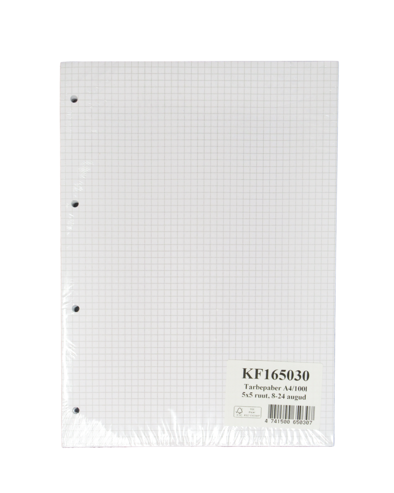 Rašomasis popierius College, A4, 60g, 5×5 langeliais, su perforacija, 100 lapų