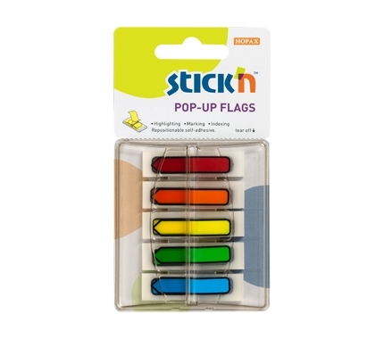 *Plastikiniai žymekliai Stick´N 26003, Strėlytės, 45x12mm, 5 spalvos po 30 vnt, blisteryje
