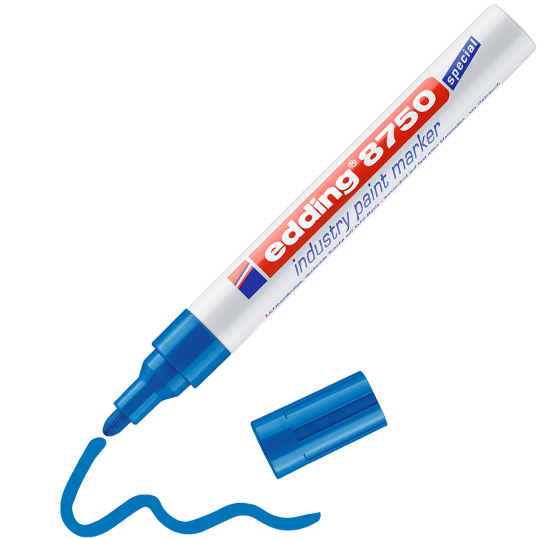 Žymeklis Edding 8750, apvaliu galiuku, 2-4mm, su aliejiniu tušu, skirtas pramonei, mėlynos spalvos