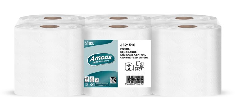 Popieriniai rankšluosčiai AMOOS Professional, 2 sluoksnių 437 lapeliai, 1 vnt. be šerdies