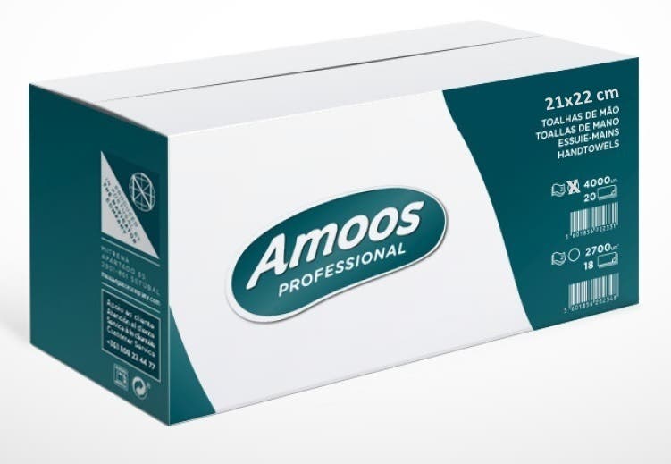 Servetėlės  AMOOS Professional V-Fold, 21×22 cm, 2 sluoksniai, 200 lapelių