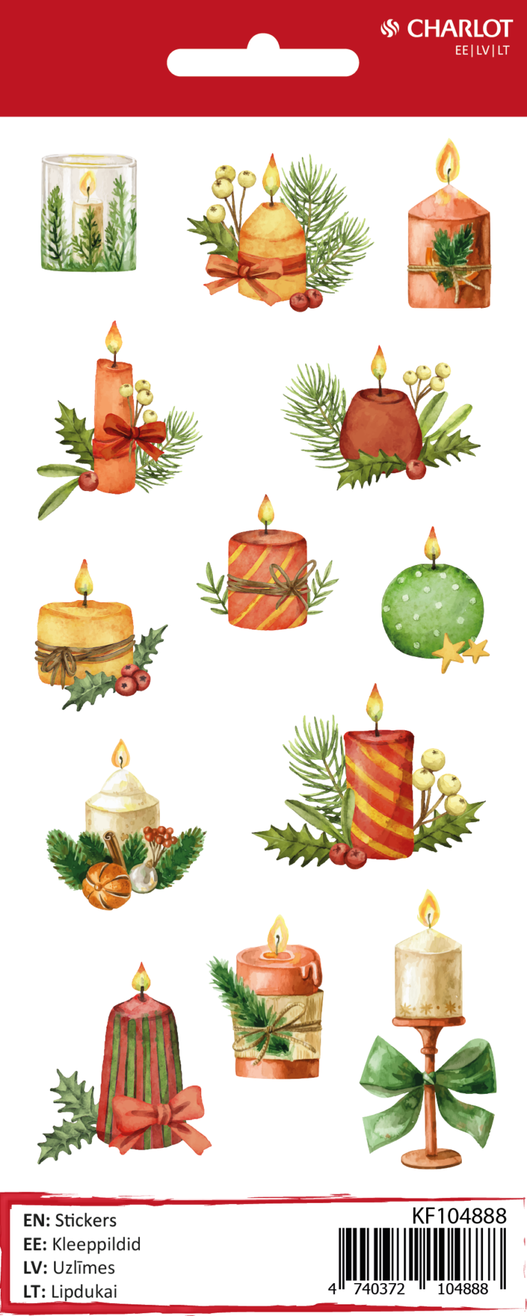 Kleebisetiketid Charlot Küünlad (Jõul)
