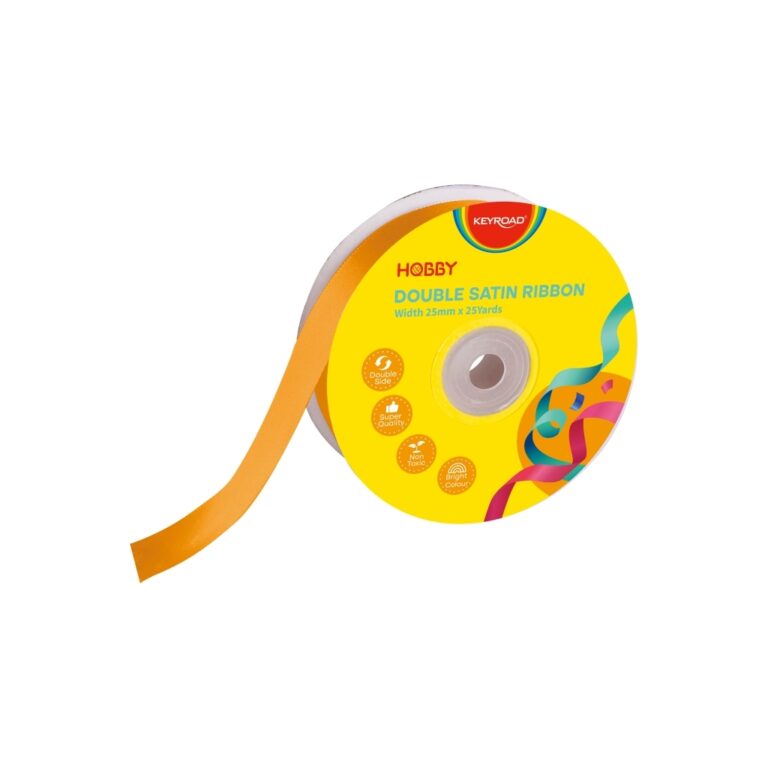 Dviguba atlasinė juostelė Keyroad, 25mm x 22,86m, oranžinės spalvos