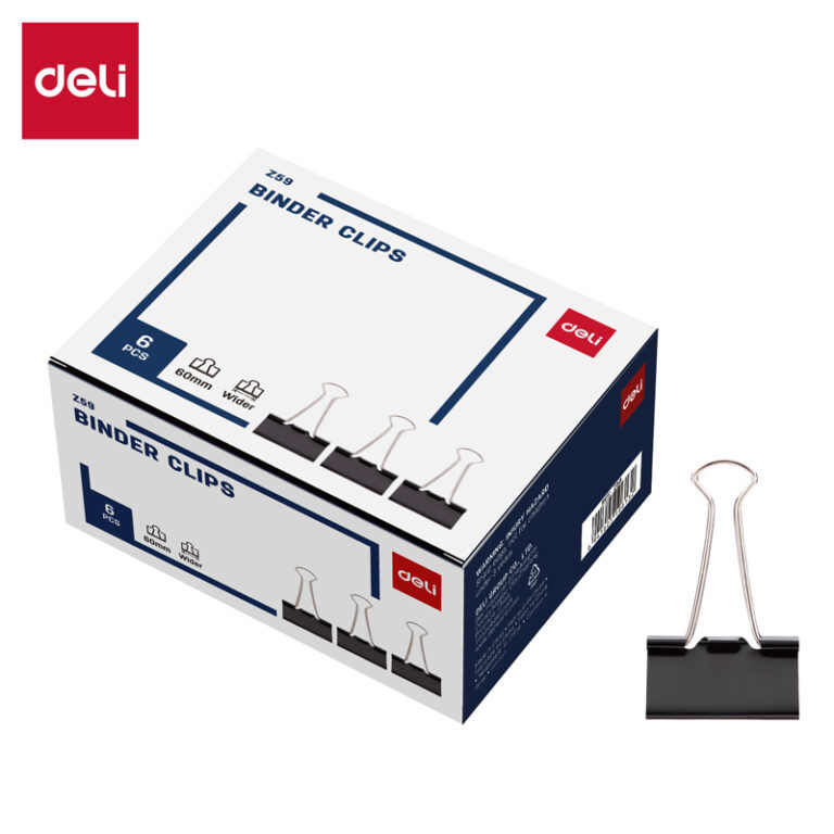 Metaliniai spaustukai DELI 60 mm, juodos spalvos