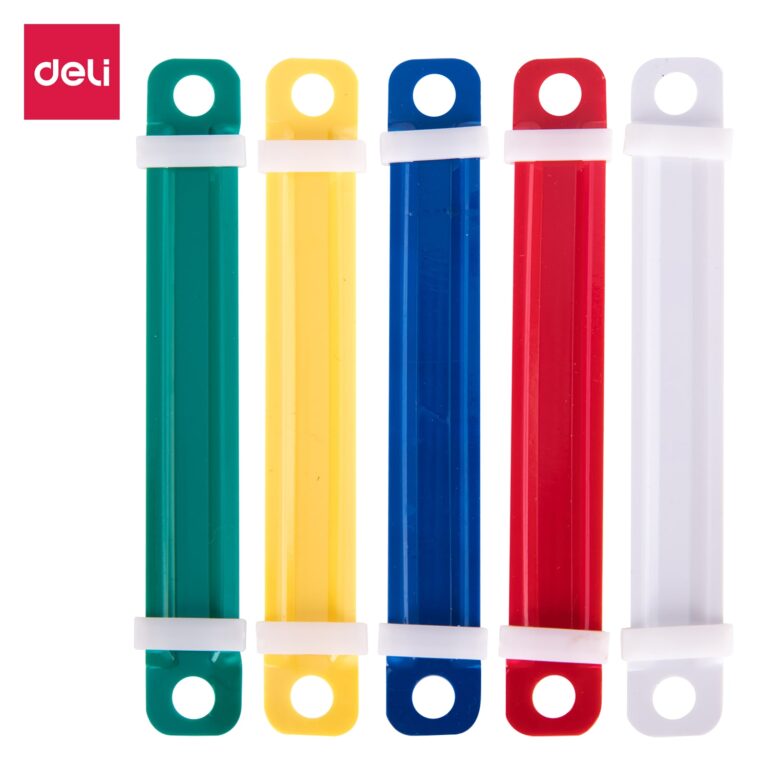 Plastikinės dokumentų susegimo juostelės DELI, 50vnt./pak., įvairių spalvų
