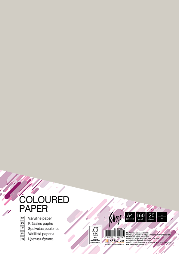Kartonas College A4, 160g/m2, GR21, 20 lapų